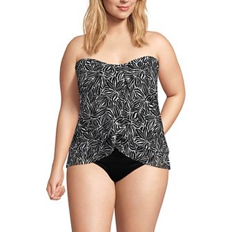 Plus Size Lands' End Draped Bandeau Fauxkini One-Piece Swimsuit