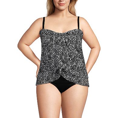 Plus Size Lands' End Draped Bandeau Fauxkini One-Piece Swimsuit
