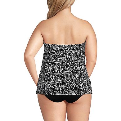 Plus Size Lands' End Draped Bandeau Fauxkini One-Piece Swimsuit