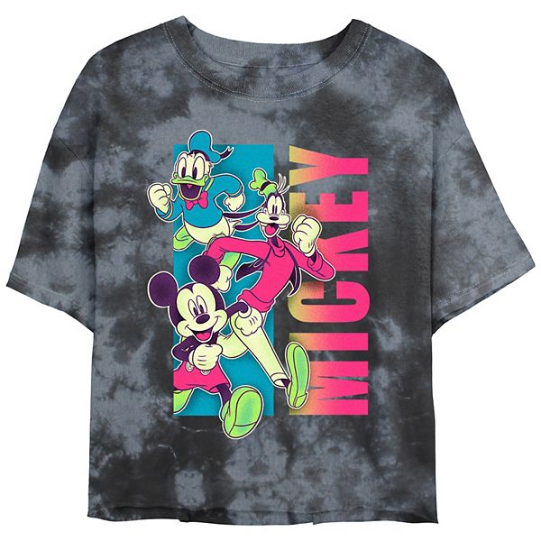 Disney's Mickey Mouse Bust Out Bombard Wash Juniors' Cropped Graphic Tee