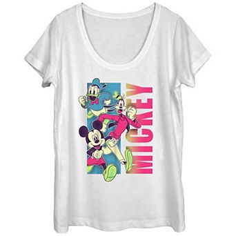 Disney's Mickey Mouse And Friends Fluorescent Run Scoop Neck Juniors' Graphic Tee