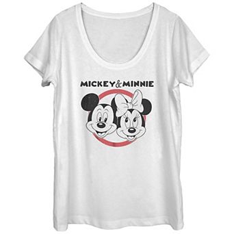 Disney's Mickey Mouse And Minnie Classic Couple Scoop Neck Juniors' Graphic Tee
