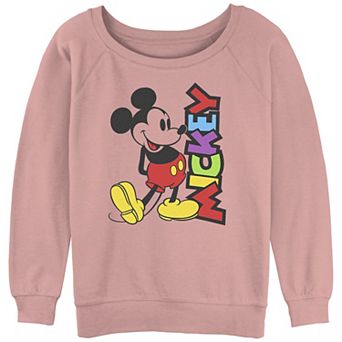 Disney's Mickey Mouse Bright Colors Name Juniors' Graphic Slouchy Terry