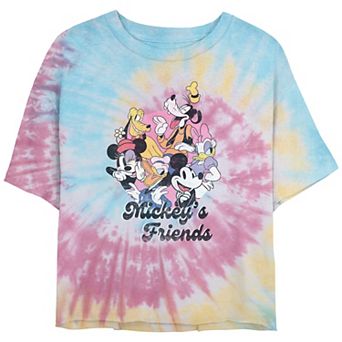 Disney's Mickey Mouse And Friends Laughing Juniors' Cropped Tie Dye Graphic Tee