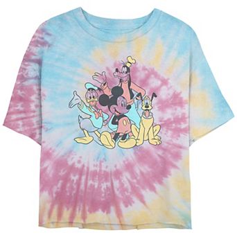 Disney's Mickey Mouse And Pals Juniors' Cropped Tie Dye Graphic Tee