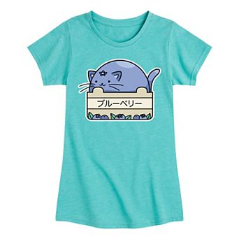 Girls 7-16 Blueberry Cat Tee