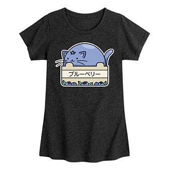 Girls 7-16 Blueberry Cat Tee