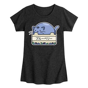 Girls 7-16 Blueberry Cat Tee