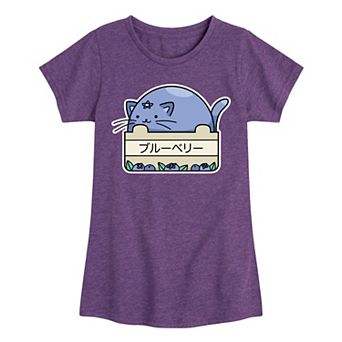 Girls 7-16 Blueberry Cat Tee