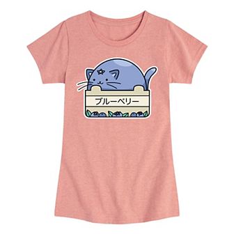 Girls 7-16 Blueberry Cat Tee
