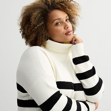 Plus Size Nine West Long Sleeve Turtleneck Dress