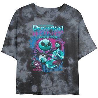 Disney's The Nightmare Before Christmas Pumpkin King World Tour Crop Top Bombard Wash Juniors' Graphic Tee