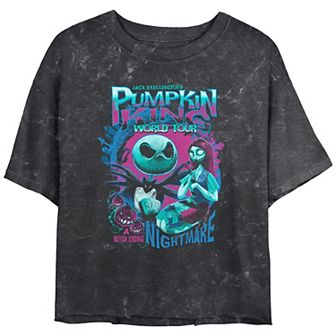 Disney's The Nightmare Before Christmas Pumpkin King World Tour Crop Top Mineral Wash Juniors' Graphic Tee