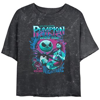 Disney's The Nightmare Before Christmas Pumpkin King World Tour Crop Top Mineral Wash Juniors' Graphic Tee