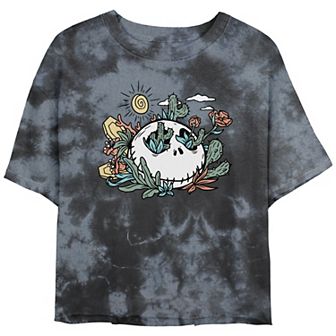 Disney's The Nightmare Before Christmas Floral Desert Jack Crop Top Bombard Wash Juniors' Graphic Tee