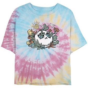 Disney's The Nightmare Before Christmas Floral Desert Jack Crop Top Tie Dye Juniors' Graphic Tee