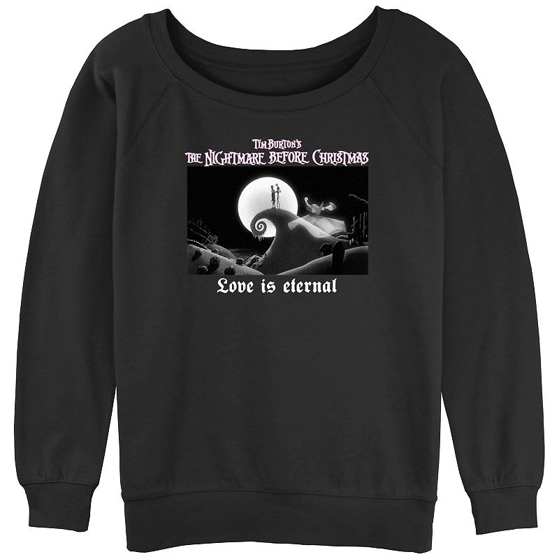 Disney's The Nightmare Before Christmas Love Is Eternal Juniors' Graphic Slouchy Terry, Women's, Size: Large, Black