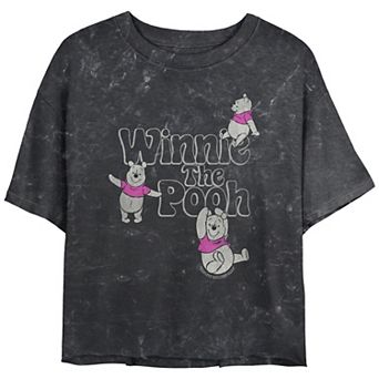 Disney's Winnie The Pooh Playful Winnie Crop Top Mineral Wash Juniors' Graphic Tee