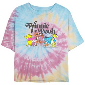 Disney's Winnie The Pooh And Friends Crop Top Tie Dye Juniors' Graphic Tee
