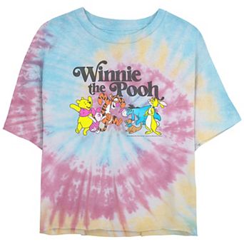 Disney's Winnie The Pooh And Friends Crop Top Tie Dye Juniors' Graphic Tee
