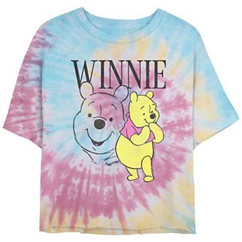 Disney's Winnie The Pooh Curious Pose Crop Top Tie Dye Juniors' Graphic Tee