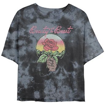 Disney's Beauty And The Beast Rose Crop Top Bombard Wash Juniors' Graphic Tee