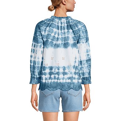 Women's Lands' End Eyelet Split Neck Shirt