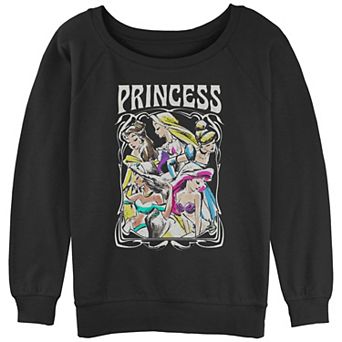 Disney's Belle, Rapunzel, Cinderella, Jasmine & Ariel Princess Profile Portrait Juniors' Graphic Slouchy Terry