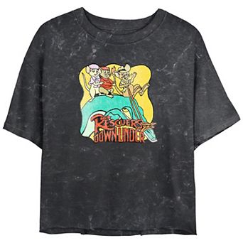 Disney's The Rescuers Down Under Wild Ride Juniors' Cropped Graphic Tee Top Mineral Wash Juniors' Graphic Tee