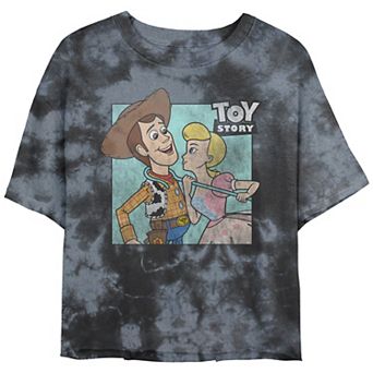 Disney / Pixar's Toy Story Woody And Bo Peep About To Kiss Juniors' Cropped Graphic Tee Top Bombard Wash Juniors' Graphic Tee
