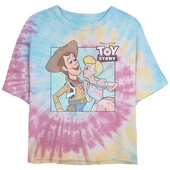 Disney / Pixar's Toy Story Woody And Bo Peep About To Kiss Juniors' Cropped Tie Dye Graphic Tee