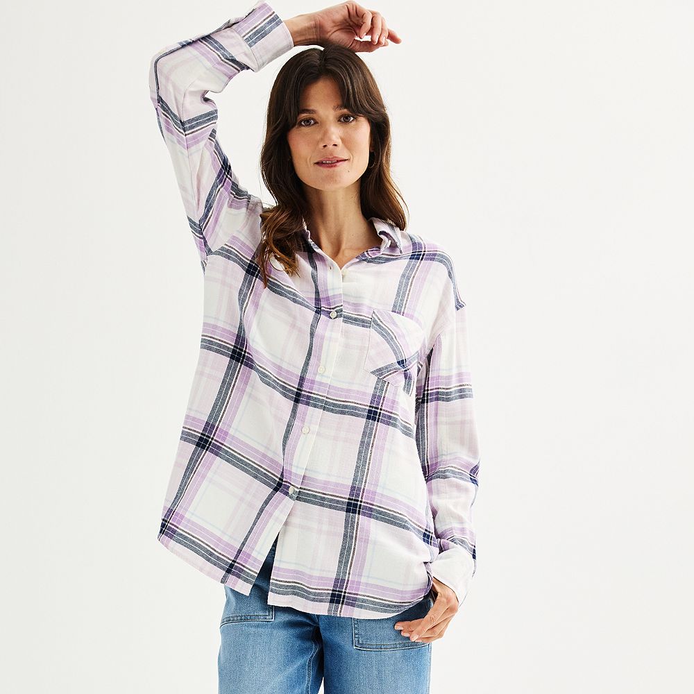 Boyfriend Oversize Plaid Flannel Long Sleeve