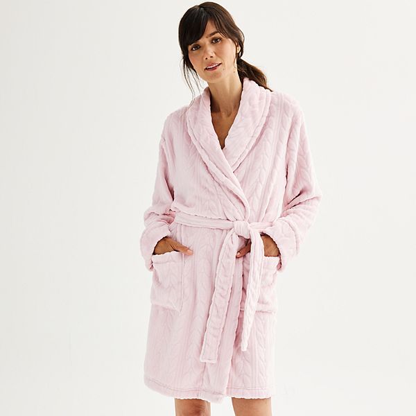 Women's Sonoma Goods For Life® Long Sleeve Plush Short Robe - Emma Purple (SMALL)