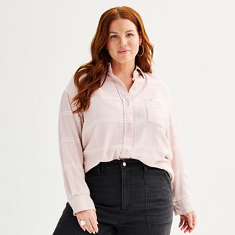 Plus Size Sonoma Goods For Life® Oversized Boyfriend Flannel Shirt