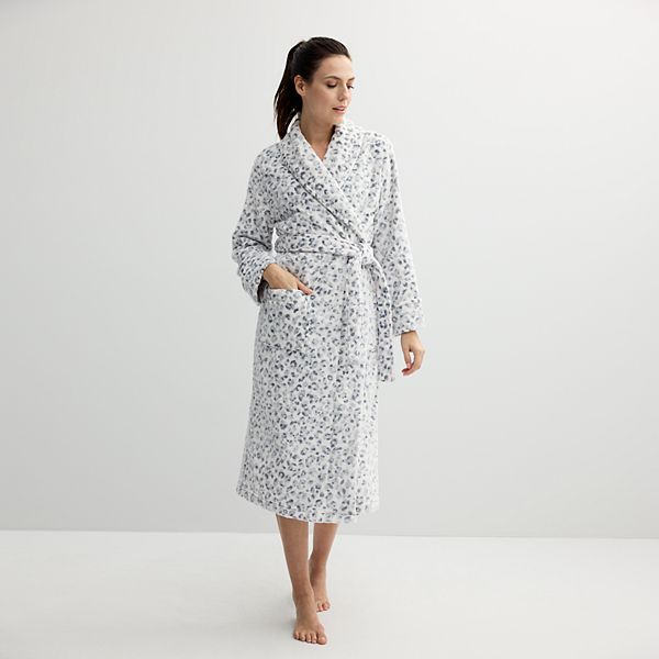 Women's Sonoma Goods For Life® Long Robe - Gray Animal Party (X SMALL)