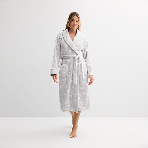 Women's Sonoma Goods For Life® Long Robe - Gray Moon Star (X SMALL)