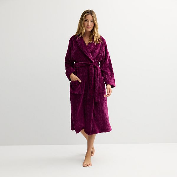 Women's Sonoma Goods For Life® Long Robe - Plum Chandelier (X SMALL)