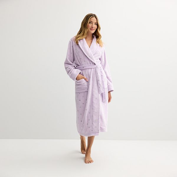 Women's Sonoma Goods For Life® Long Robe - Purple Polka Dots (X SMALL)