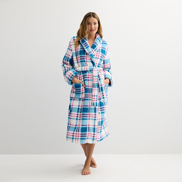 Women's Sonoma Goods For Life® Long Robe - Teal Robe Plaid (X SMALL)