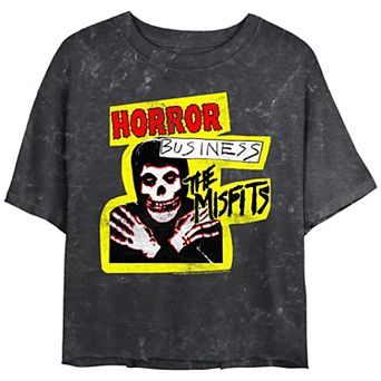 Juniors' The Misfits Horror Business Crop Top Mineral Wash Graphic Tee