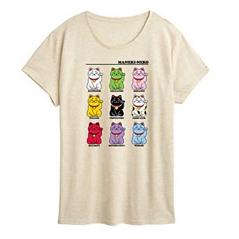 Women's Lucky Cat Grid Graphic Tee