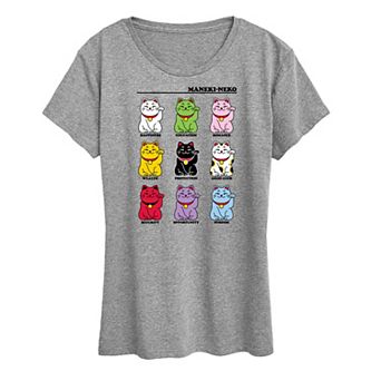 Women's Lucky Cat Grid Graphic Tee