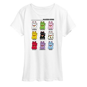 Women's Lucky Cat Grid Graphic Tee