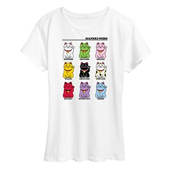 Women's Lucky Cat Grid Graphic Tee