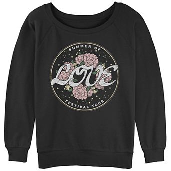 Juniors' Summer Of Love Festival Tour Stamp Slouchy Terry Graphic Pullover