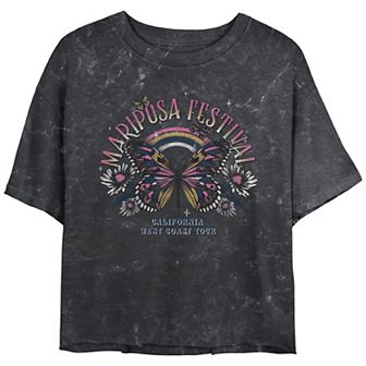 Juniors' Mariposa Festival Poster Cropped Graphic Tee