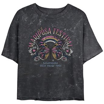 Juniors' Mariposa Festival Poster Cropped Graphic Tee