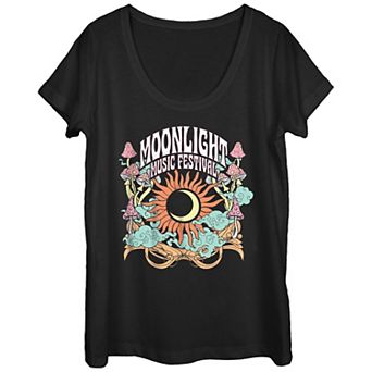 Juniors' Moonlight Music Festival Scoop Neck Graphic Tee