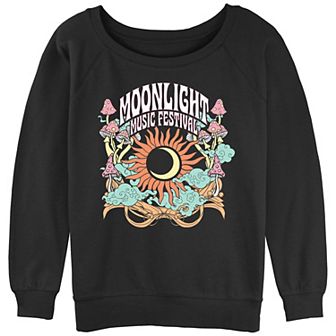 Juniors' Moonlight Music Festival Slouchy Terry Graphic Pullover