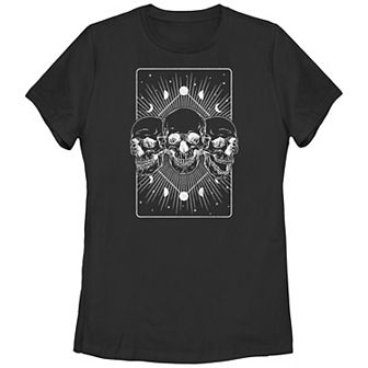 Juniors' Night Skulls Graphic Tee